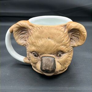 Koala ceramic mug. 3d face,vintage mid century boho style.See my closet for lion